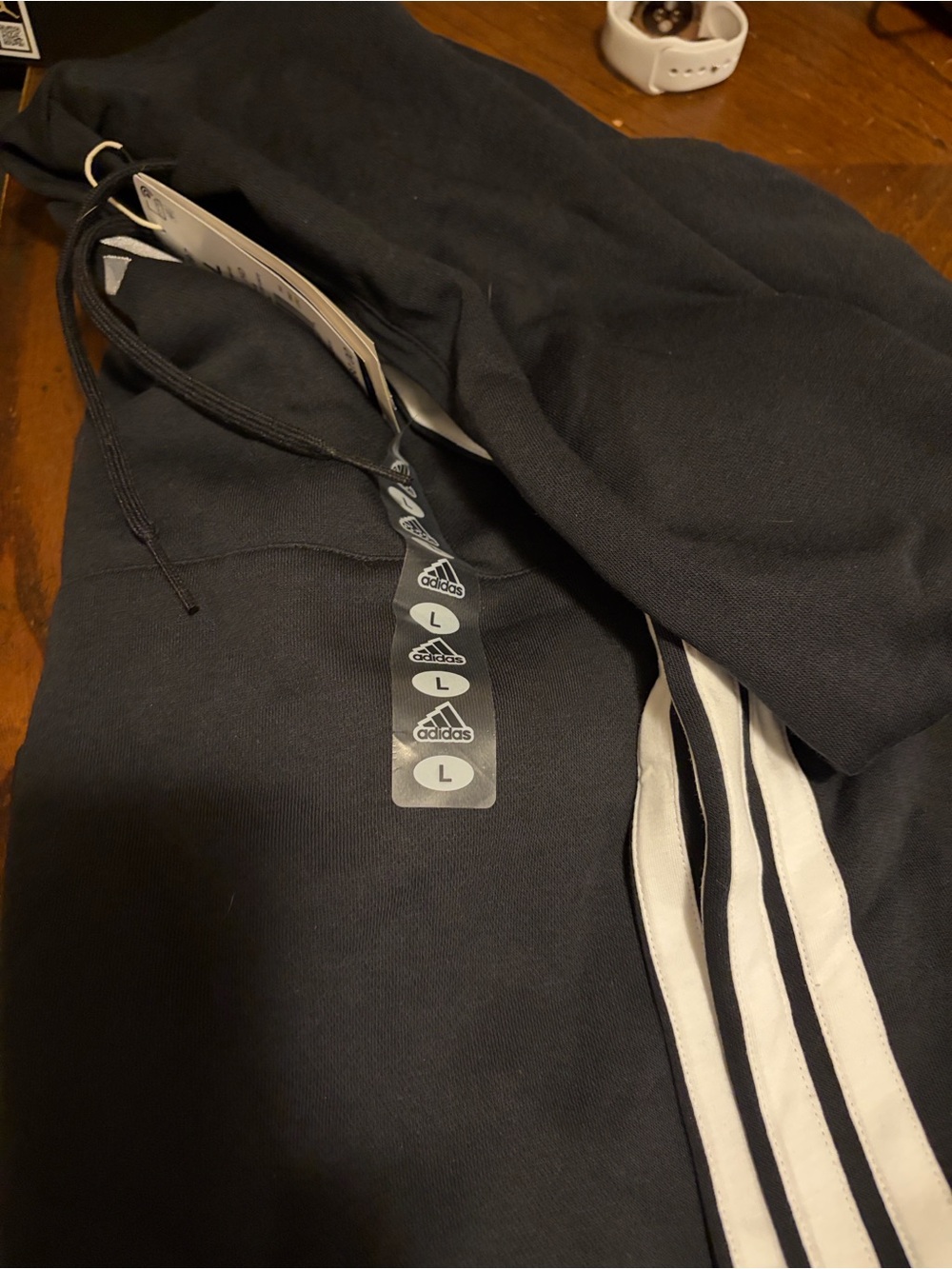 adidas Black Joggers with White Three-Stripes